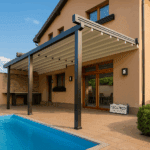 Pergola retractabilă cu membrană PVC – montaj profesional