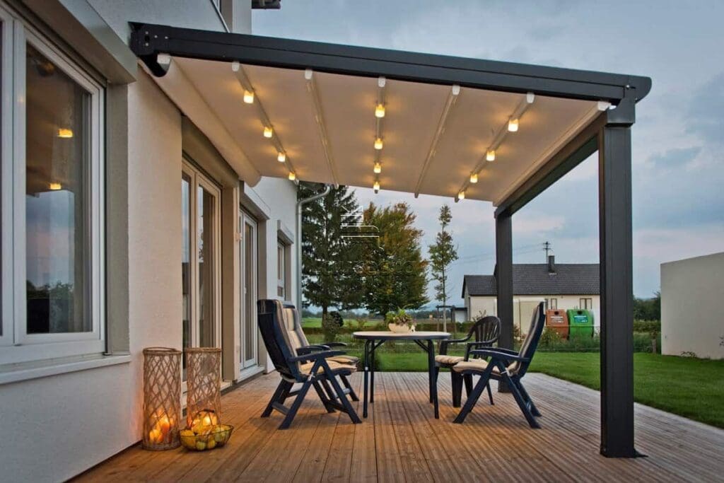 Pergola retractabila cu Membrana PVC cu iluminare Led integrata